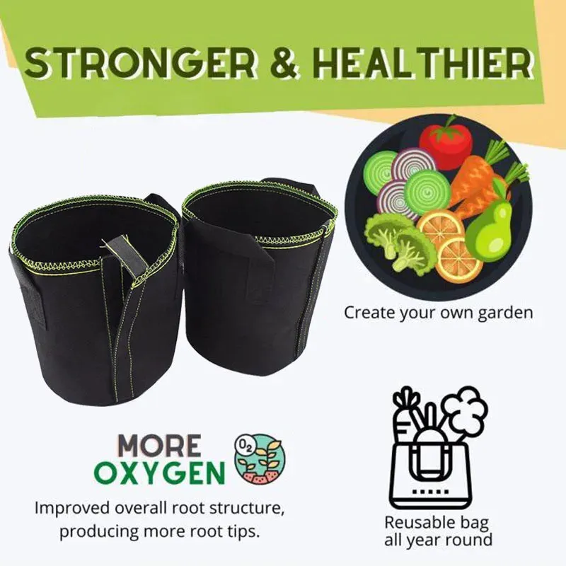 1 2 3 gallon Plant starter Grow Bags seed Nursery pots Veg flower Transplant planting Self-Adhesion Fabric Garden Cultivation a1