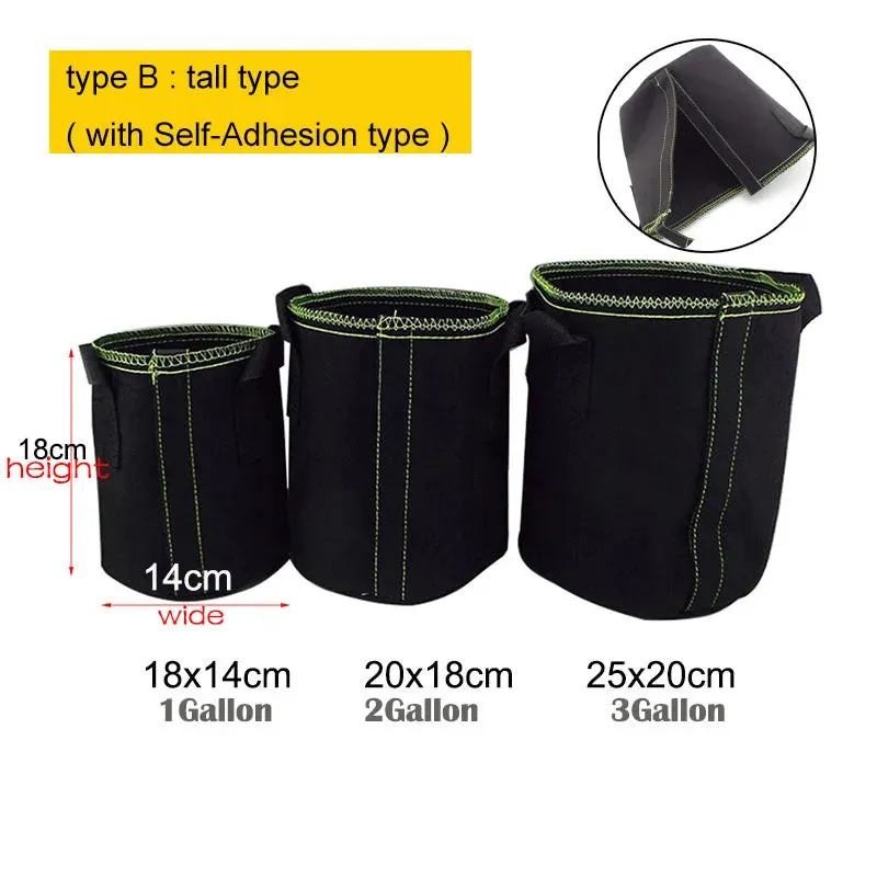 1 2 3 gallon Plant starter Grow Bags seed Nursery pots Veg flower Transplant planting Self-Adhesion Fabric Garden Cultivation a1