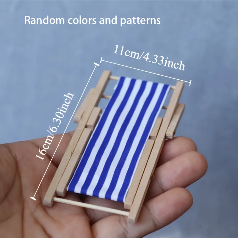 1 pc Cute Foldable Beach Chair Phone Stand, Mini Wooden Desktop Decoration and Photo Prop  (Random Color)