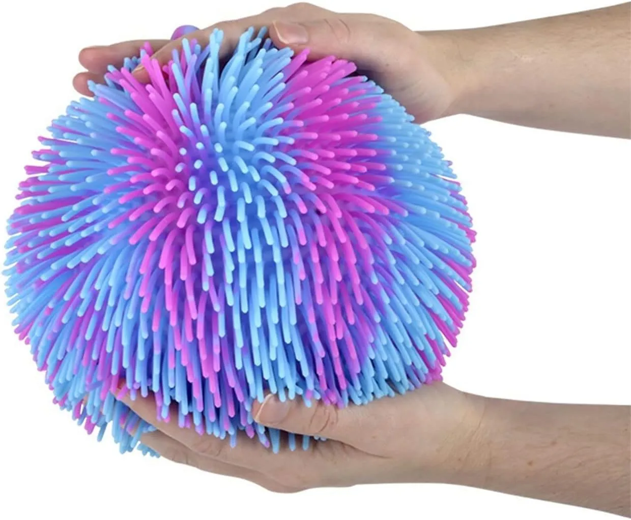 1 Purple and Blue Striped Multi-Color Tie Dye Swirl Jumbo 8" Puffer Ball - Sensory Therapy Fidget Stress Balls - OT Autism SPD (1 Blue/Purple)