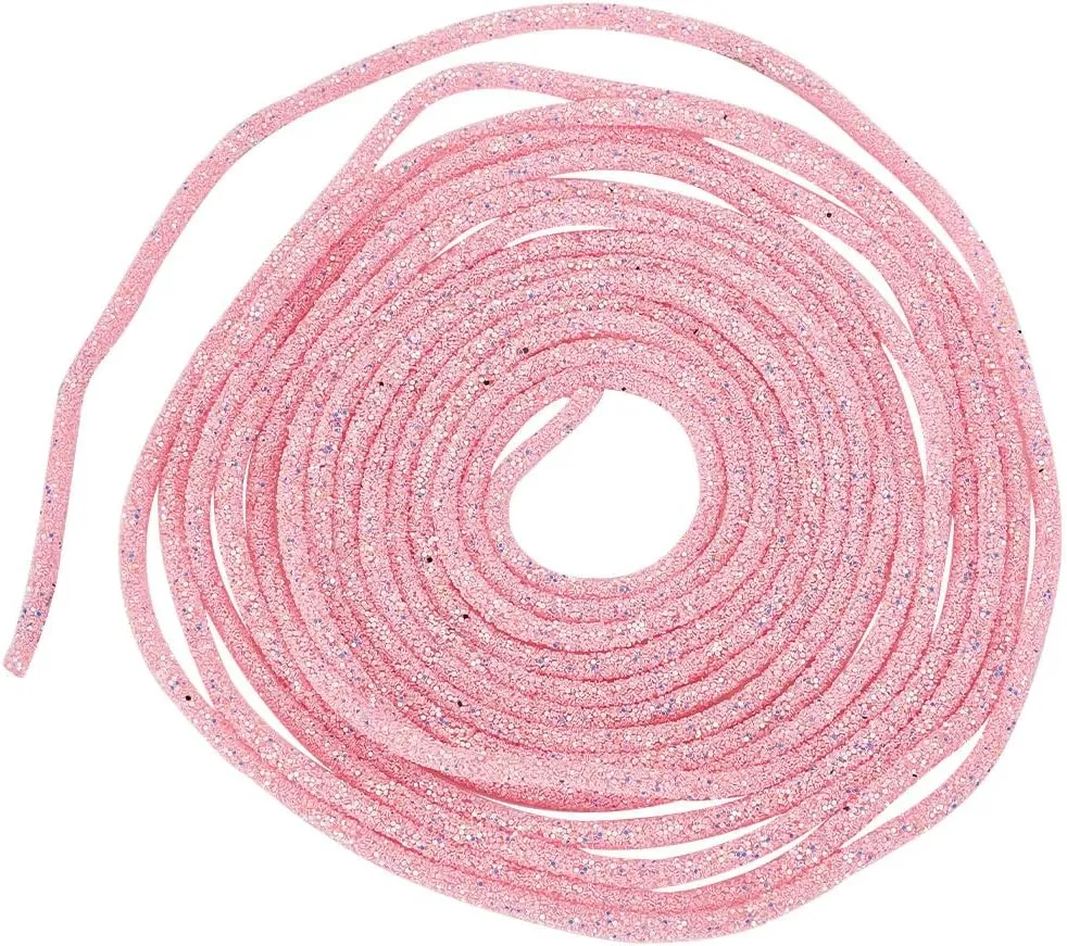 10 Yards Sequins PVC Ropes 5mm, Pearl Pink Tubular Synthetic Rubber Cord Tube Sequin Trimming Bling Shiny Sequins Rope for Wedding Dress Costume Hair Accessory