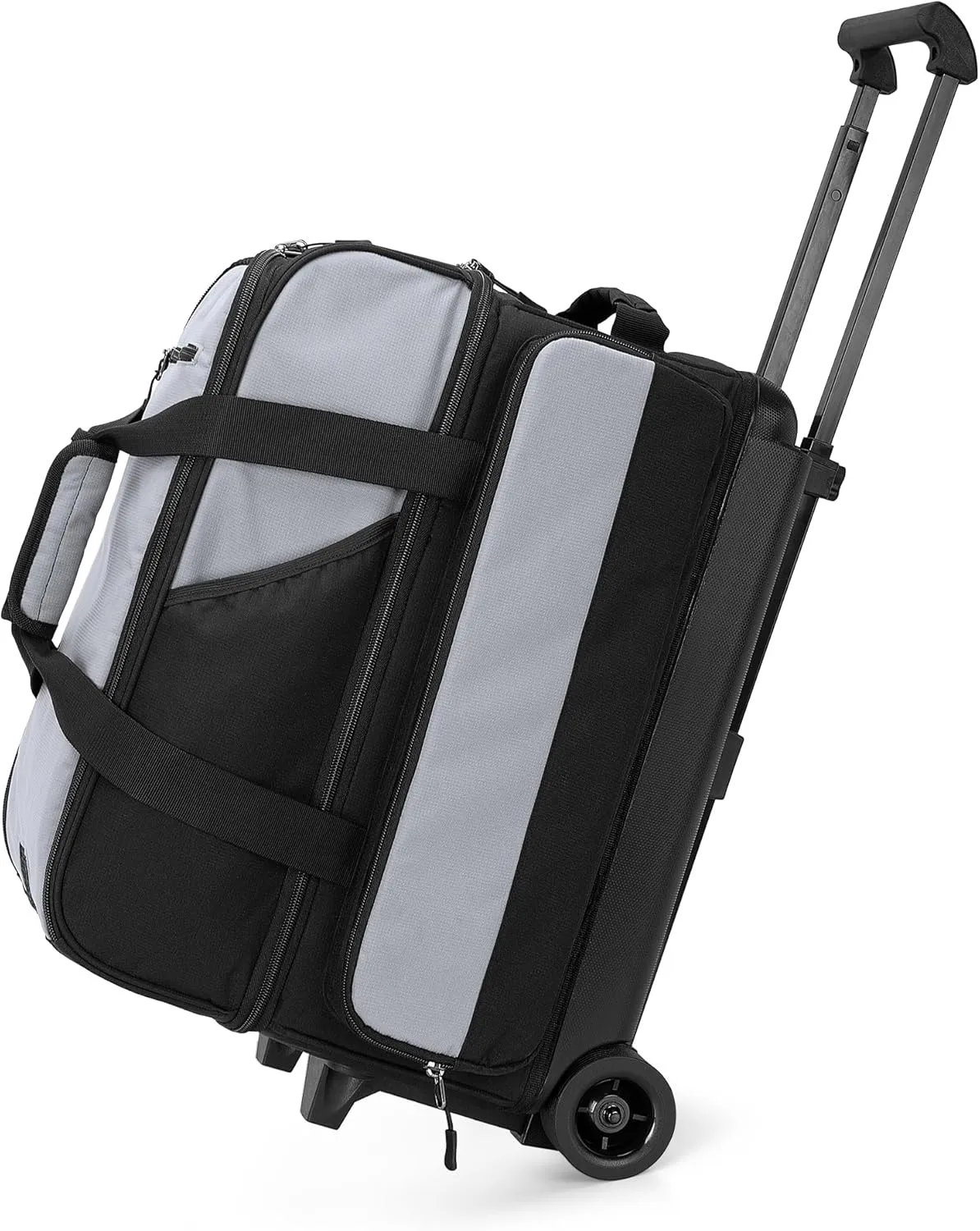 2 Bowling Ball Roller Bag with Large Shoes Compartment(Up To US Mens Size 16), Bowling Bag with Wheels, Retractable Handle (Extends to 40") and Multiple Functional Organizer Pockets