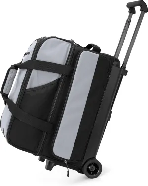 2 Bowling Ball Roller Bag with Large Shoes Compartment(Up To US Mens Size 16), Bowling Bag with Wheels, Retractable Handle (Extends to 40") and Multiple Functional Organizer Pockets