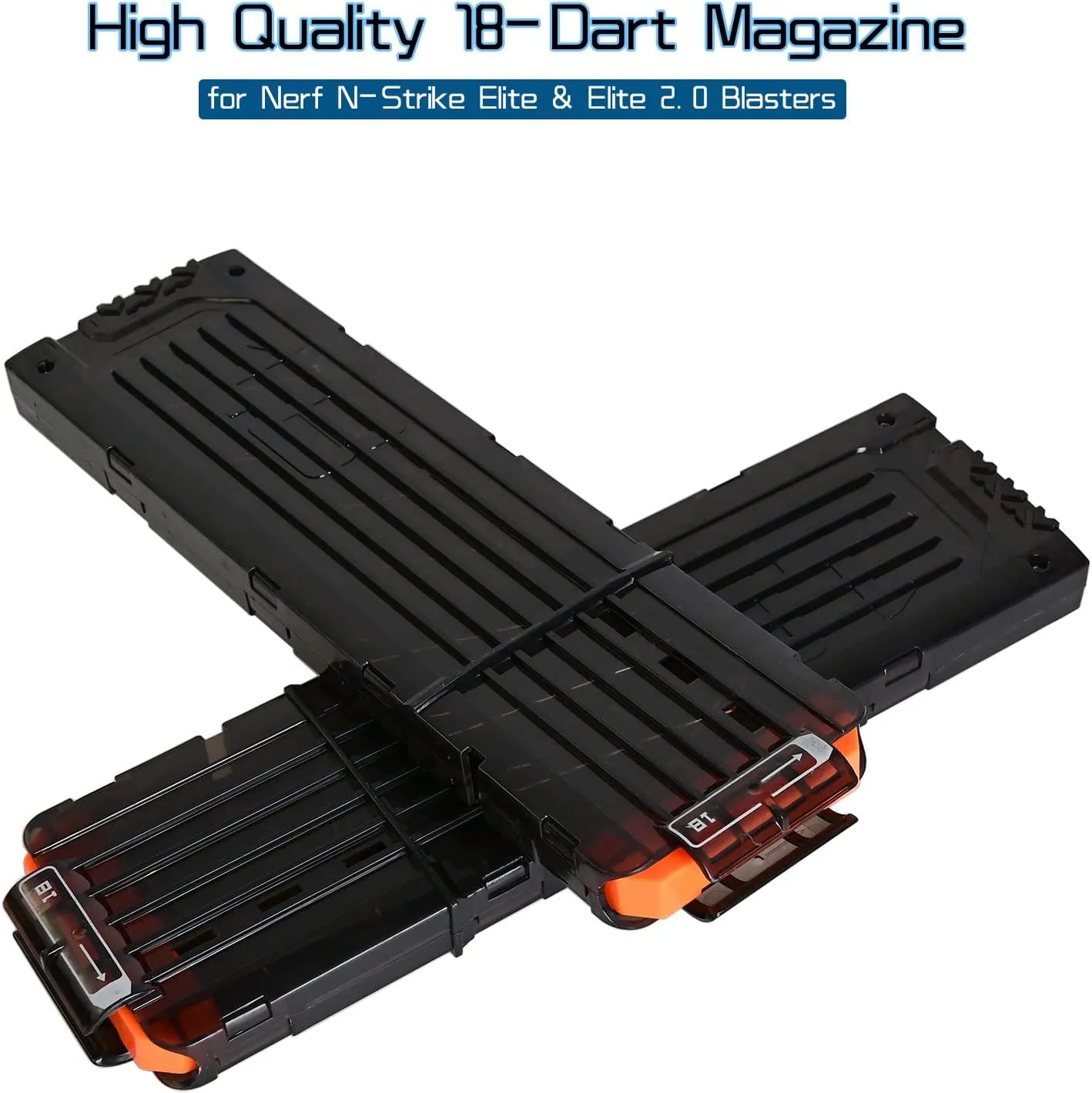 2 Pack 18-Dart Quick Reload Clip Magazine for Nerf N-Strike Elite Series (Black)