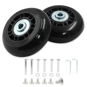 2 Pack 64mm x 24mm Suitcase Replacement Wheels Lnline Skate Wheels Travel Bags Caster Rubber Wheels Luggage Wheels with Accessories, Black