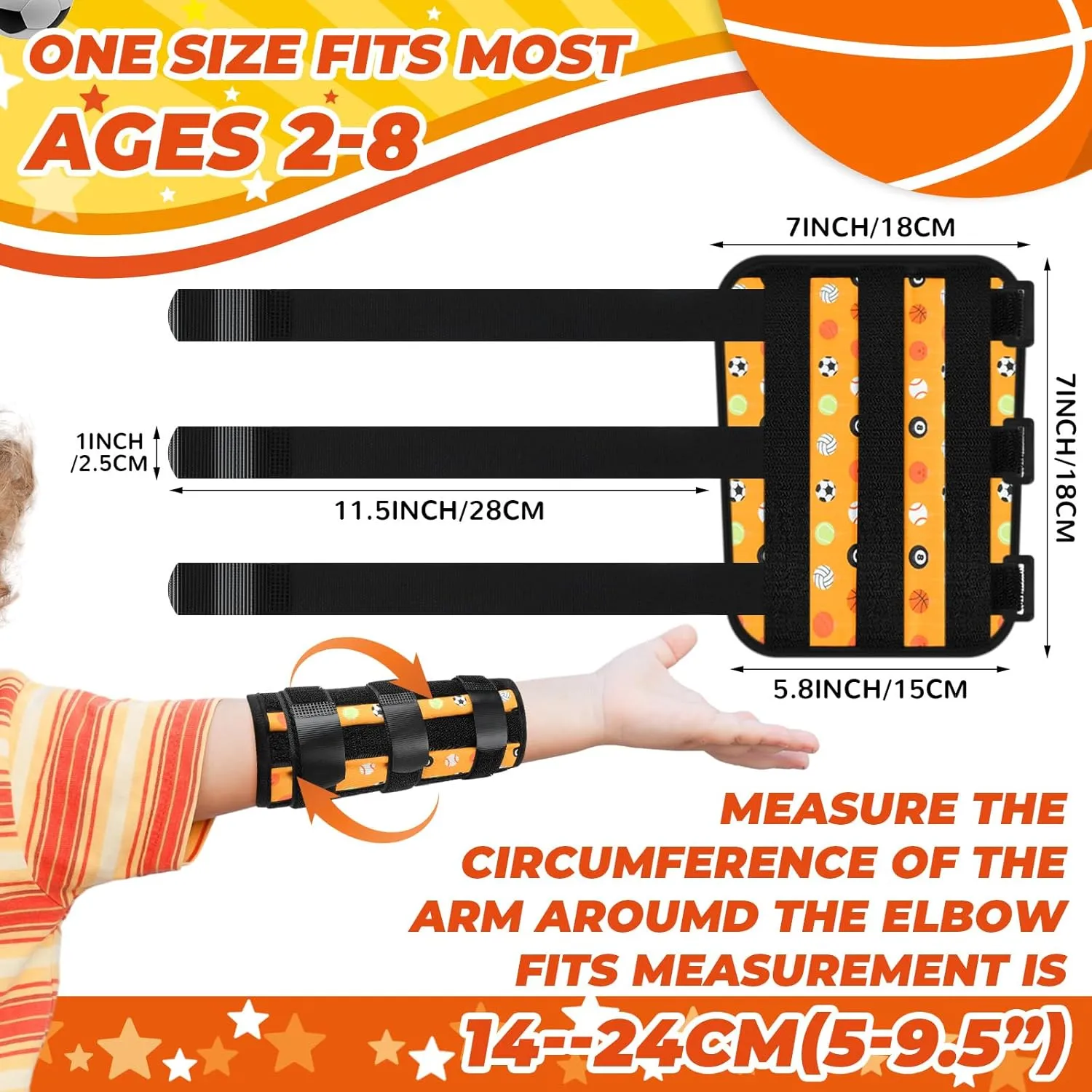 2 Pack Thumb Sucking Stop for Kids Toddlers Nail Biting Treatment Finger Sucking Deterrent Guard Prevention Anti Nose Picking Pediatric Elbow Immobilizer for Boys Girls 2-8 Years (Ball)