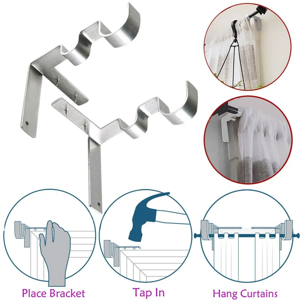 2 X Curtain Rod Bracket Kwik Hang Curtain Rod Holders Tap Right Into Window Frame Curtain Rod Bracket High Quality