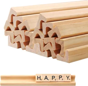 20 Pack Wooden Tile Holders Letter Replacement Racks, Wooden Letter Trays Word Trays for Crafts, Game Stands and Wood Tile Game