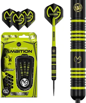 24 Gram Winmau Michael Van Gerwen Ambition Coated Brass Steel Tip Darts - MvG