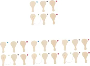 24 Pcs White Billet Wooden Racket Wood Paddle Ball Toy DIY Graffiti Paddle Ball Kid Paddle Ball Toy Wooden Paddle Ball Graffiti Wood Paddle Ball DIY Wood Paddle Ball