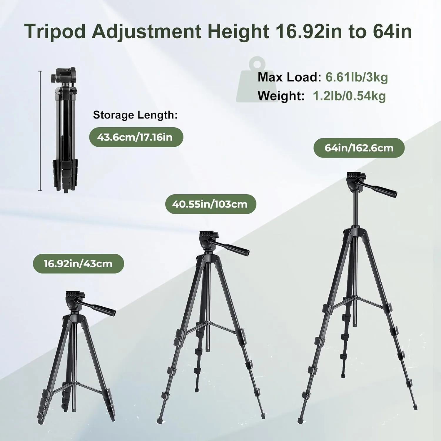 25-75x60 Spotting Scope with 64in Tripod, Carry Bag - Clear Low Light Vision Spotting Scopes - Fogproof Spotting Scopes for Target Shooting, Hunting, Birding, Wildlife Viewing (Green)