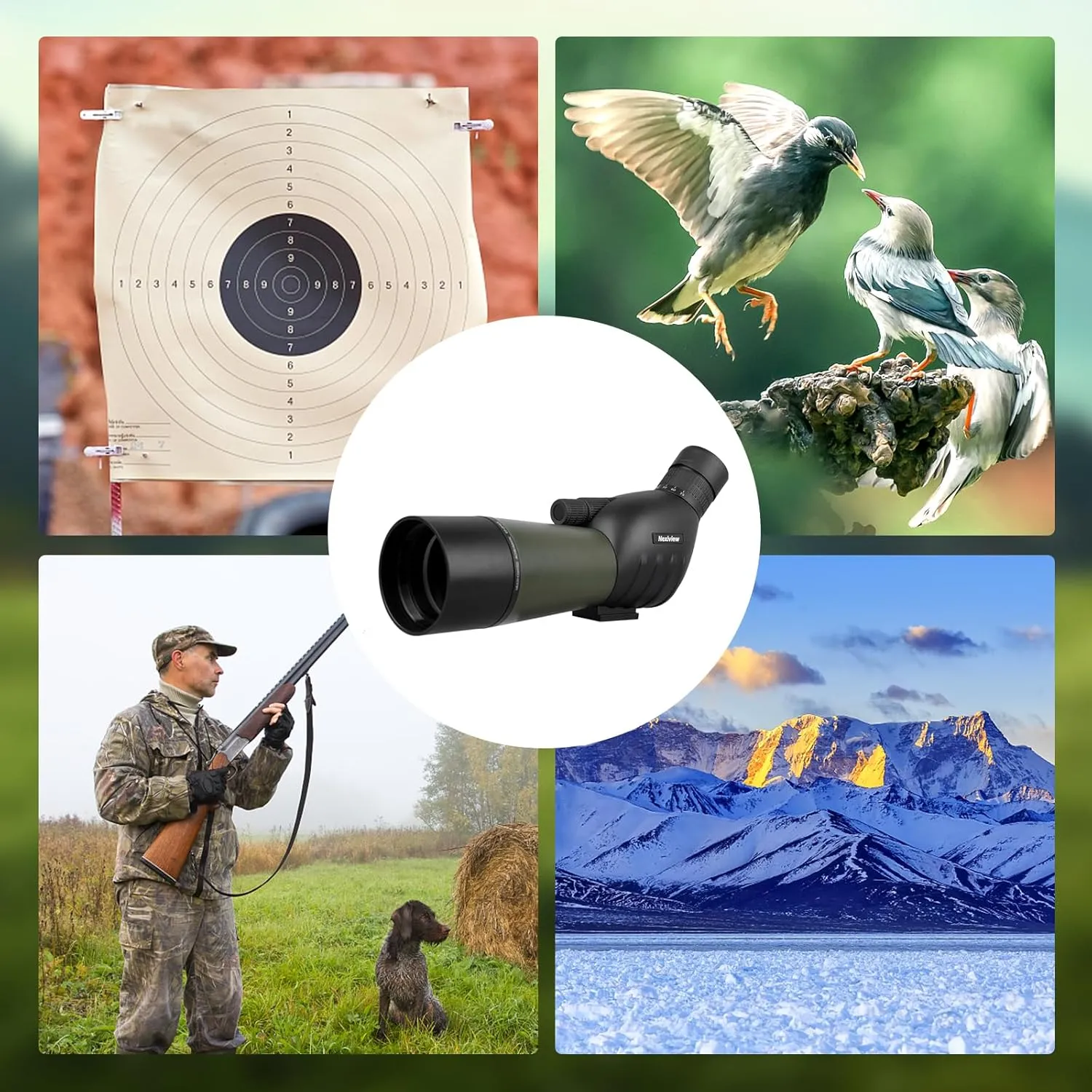 25-75x60 Spotting Scope with 64in Tripod, Carry Bag - Clear Low Light Vision Spotting Scopes - Fogproof Spotting Scopes for Target Shooting, Hunting, Birding, Wildlife Viewing (Green)