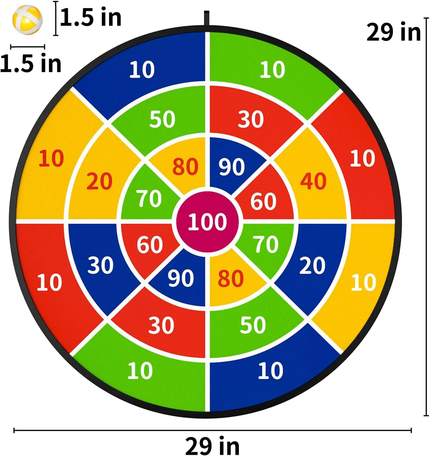 29" Large Dart Board for Kids, Boys Toys Dartboards with 20 Velcro Sticky Balls, Indoor & Outdoor Sport Fun Party Play Game Toys, Birthday Gifts for Boys Girls 3 4 5 6 7 8 9 10 11 12 Years Old