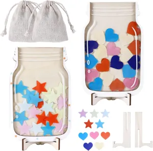 2pcs Magnetic Reward Jars, Colorful Student Reward Jar with Reward Stars and Hearts Creative Positive Behavior Encouraging Jar Classroom Incentive Jar for Boys Girls Kids Students