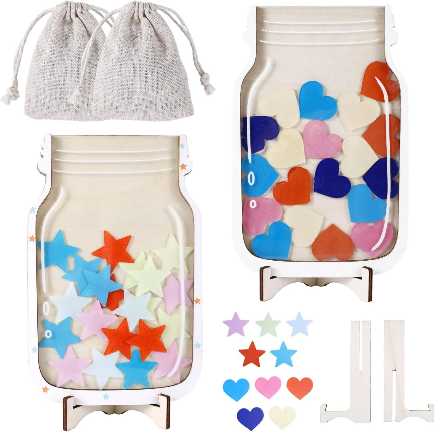 2pcs Magnetic Reward Jars, Colorful Student Reward Jar with Reward Stars and Hearts Creative Positive Behavior Encouraging Jar Classroom Incentive Jar for Boys Girls Kids Students