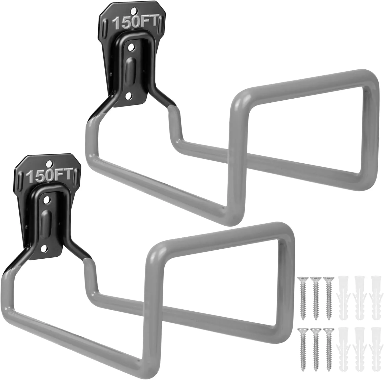 2PCS Water Hose Holder Wall Mount - Metal Hose Hanger Garden Hose Rack Heavy Duty Hose Storage for Outside Water Hose