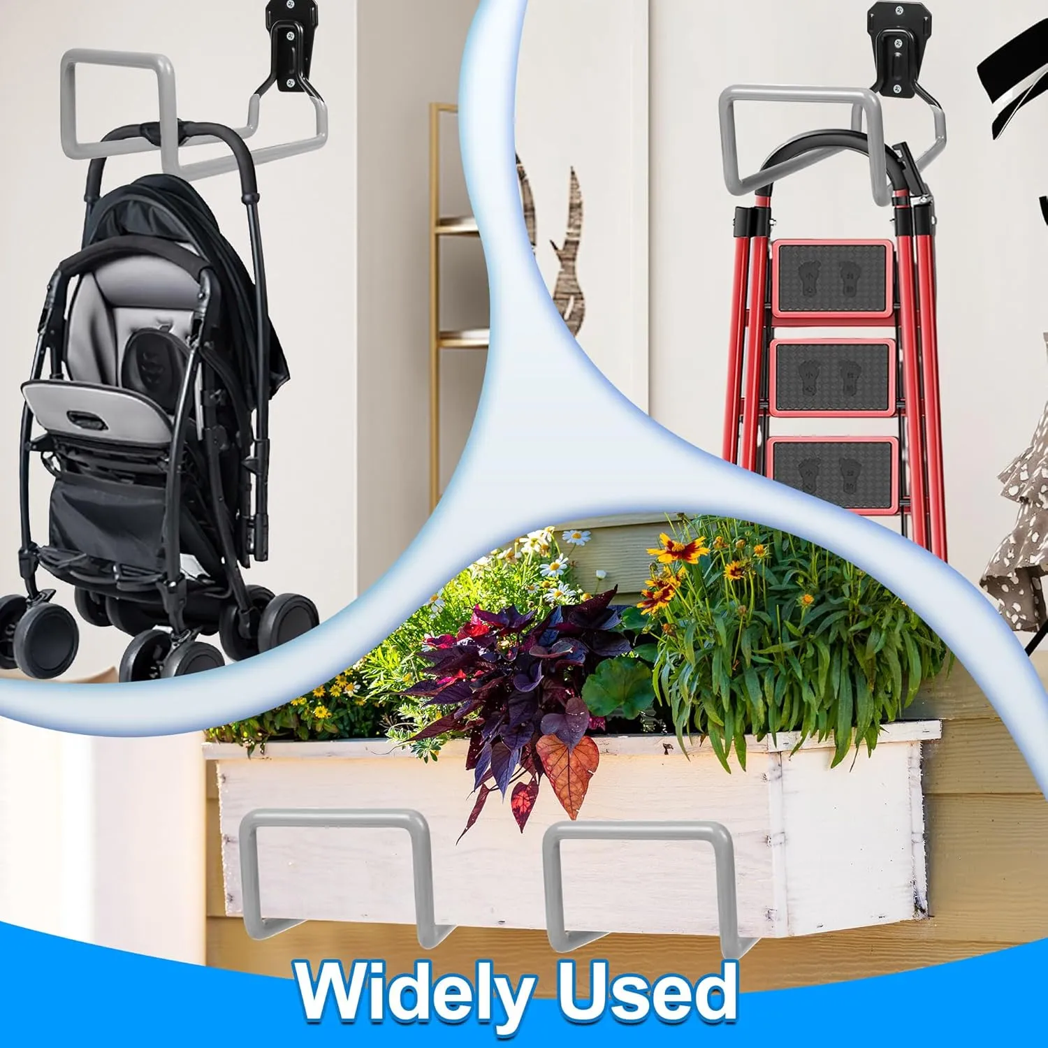 2PCS Water Hose Holder Wall Mount - Metal Hose Hanger Garden Hose Rack Heavy Duty Hose Storage for Outside Water Hose