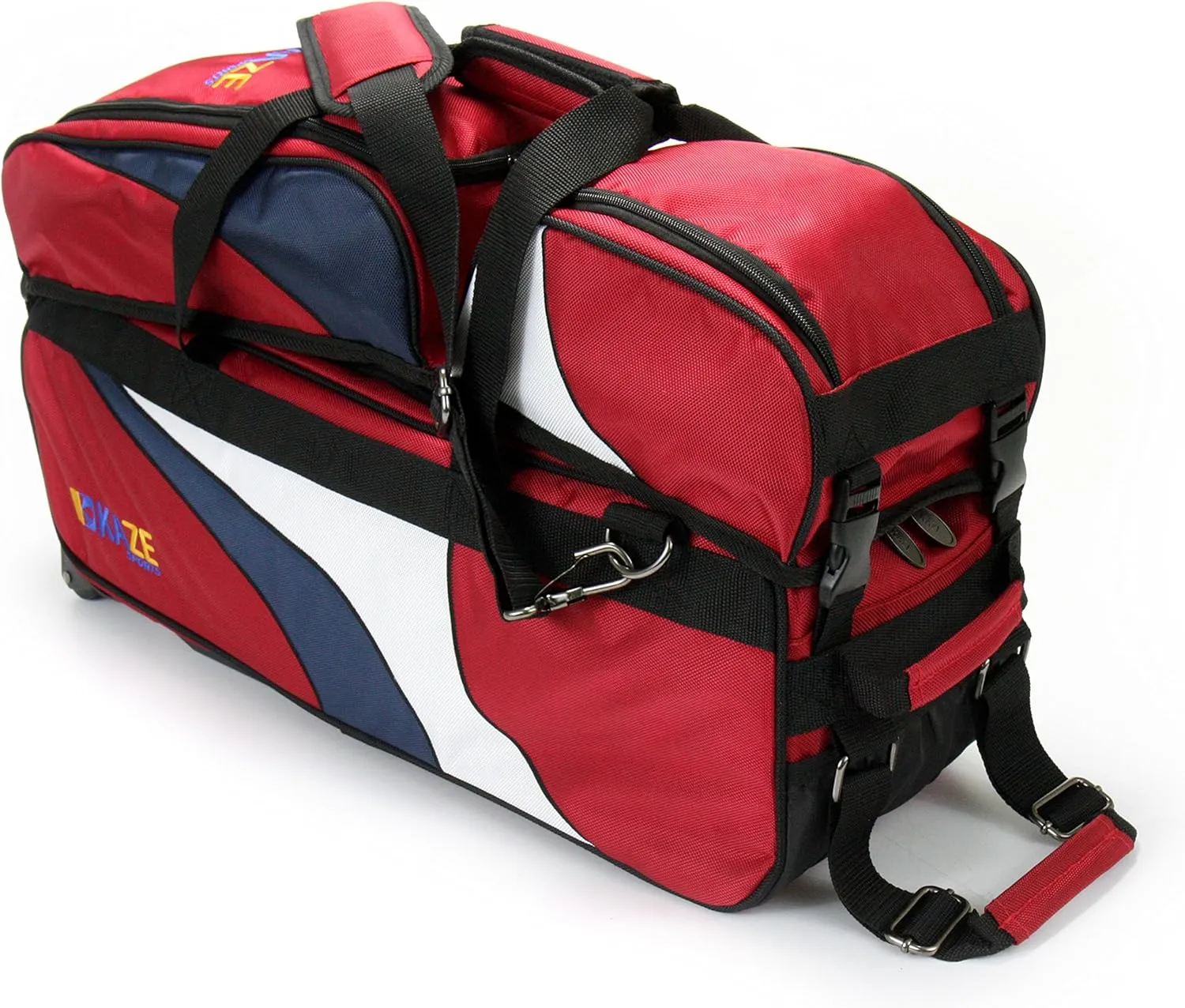 3 Ball Deluxe Bowling Tournament Roller Tote with detachable Shoe and Accessory Bag