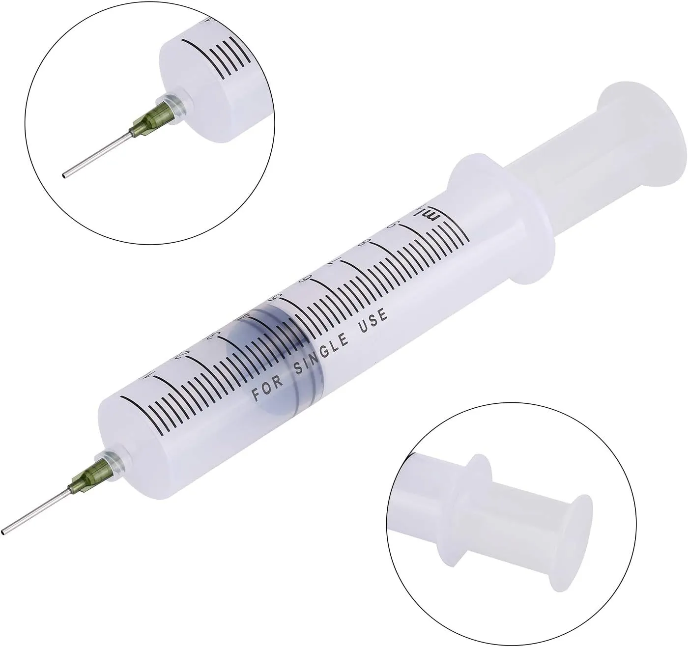 3 Pack 100ml Syringes with 14G 1.0'' Blunt Tip Needles and Storage Caps(Luer Lock), Plastic Reusable Syringe for Glue Applicator, Oil Dispensing Multiple Uses…