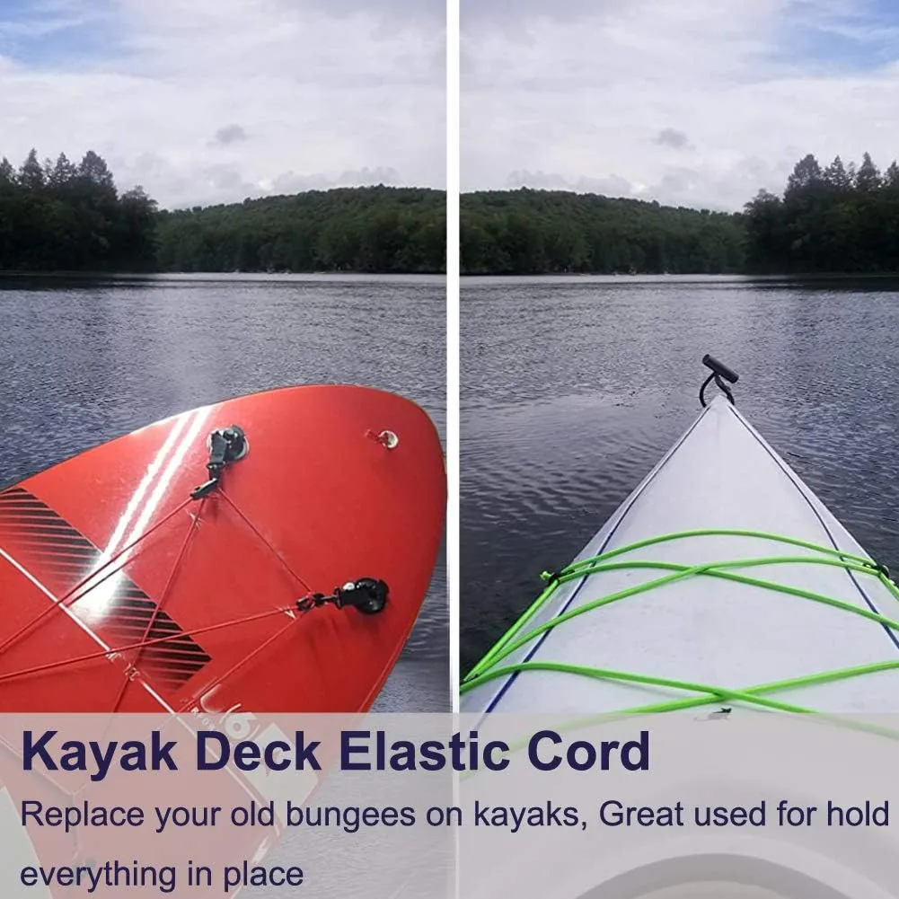 3/16" Bungee Shock Cords, 100 Feet Marine Grade Kayak Heavy Stretch String Rope & Tie Down Trailer Straps for DIY Projects Black