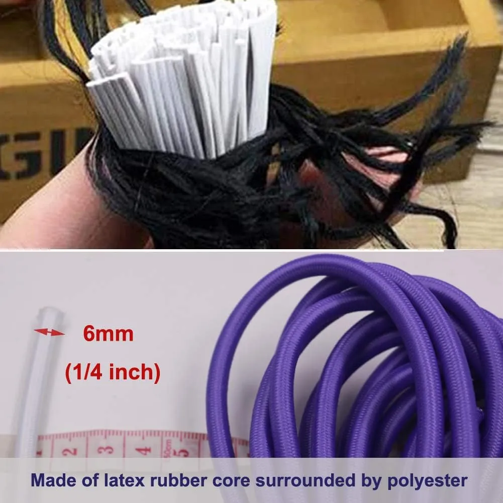 3/16" Bungee Shock Cords, 100 Feet Marine Grade Kayak Heavy Stretch String Rope & Tie Down Trailer Straps for DIY Projects Black