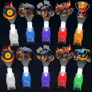 36 PCS Monster Truck Party Favors LED Light Up Finger Lights, Glow in the Dark Racing Cars Party Finger Flashlights Bulk for Trucks Wheels Goodie Treat Bags Stuffers Truck Toys Birthday Party Supplies