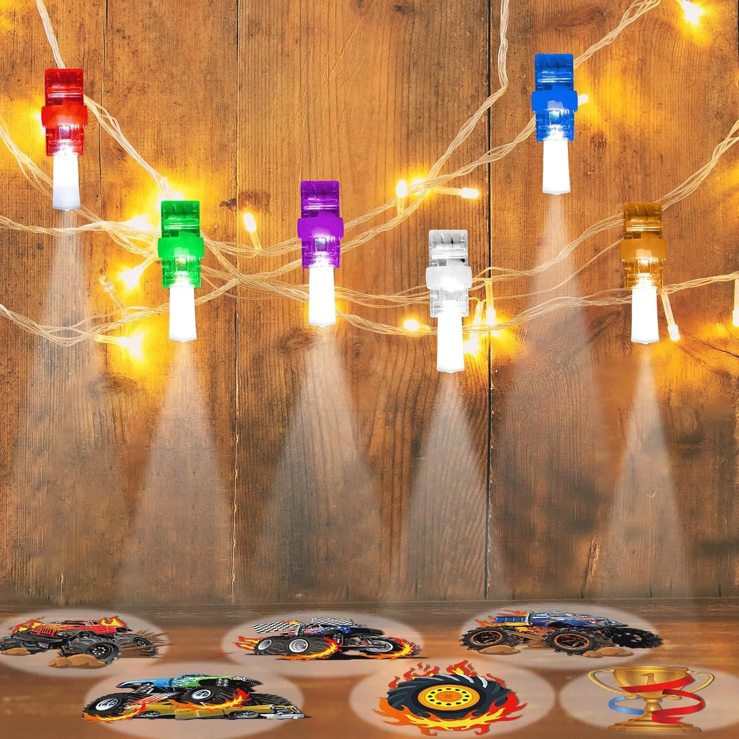 36 PCS Monster Truck Party Favors LED Light Up Finger Lights, Glow in the Dark Racing Cars Party Finger Flashlights Bulk for Trucks Wheels Goodie Treat Bags Stuffers Truck Toys Birthday Party Supplies