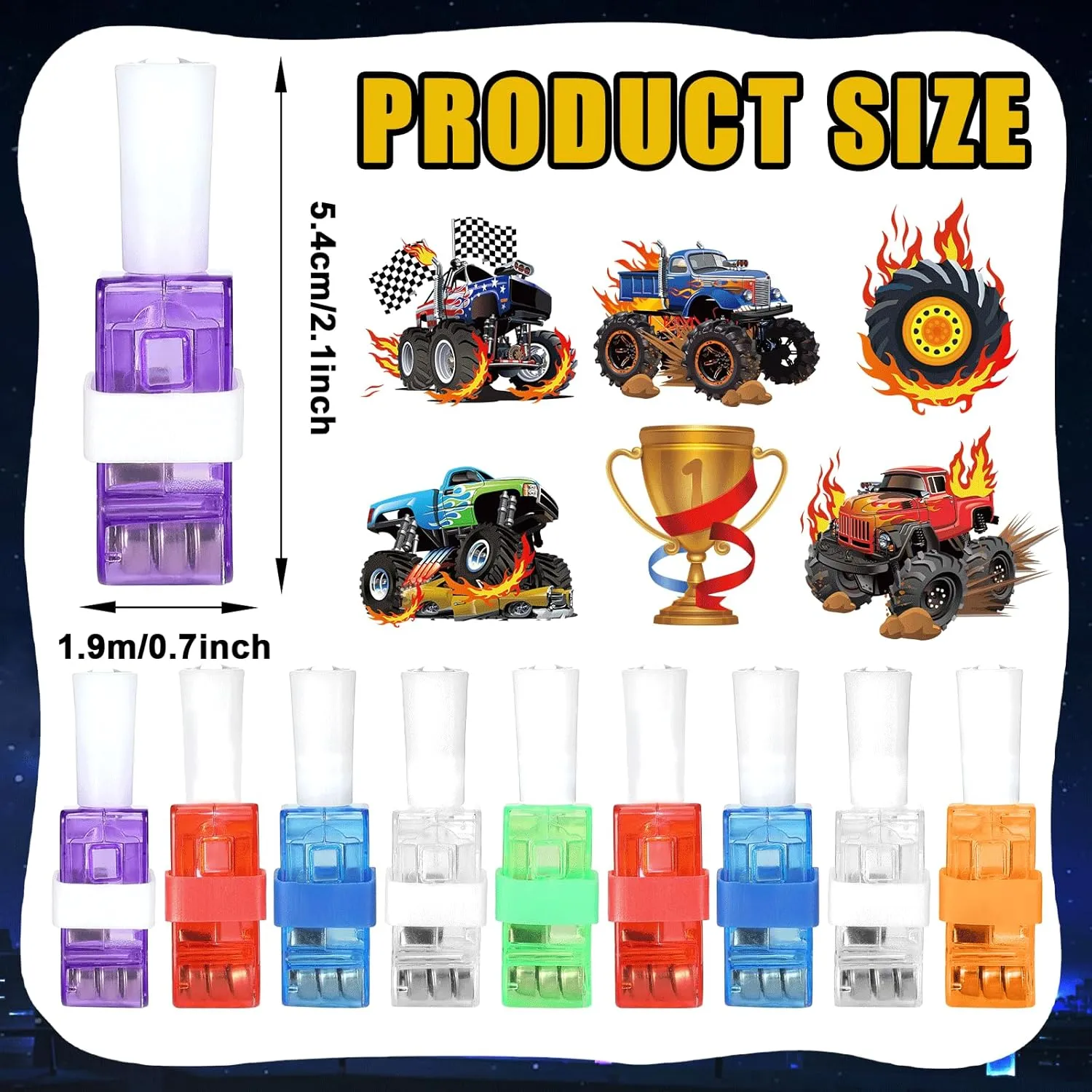 36 PCS Monster Truck Party Favors LED Light Up Finger Lights, Glow in the Dark Racing Cars Party Finger Flashlights Bulk for Trucks Wheels Goodie Treat Bags Stuffers Truck Toys Birthday Party Supplies