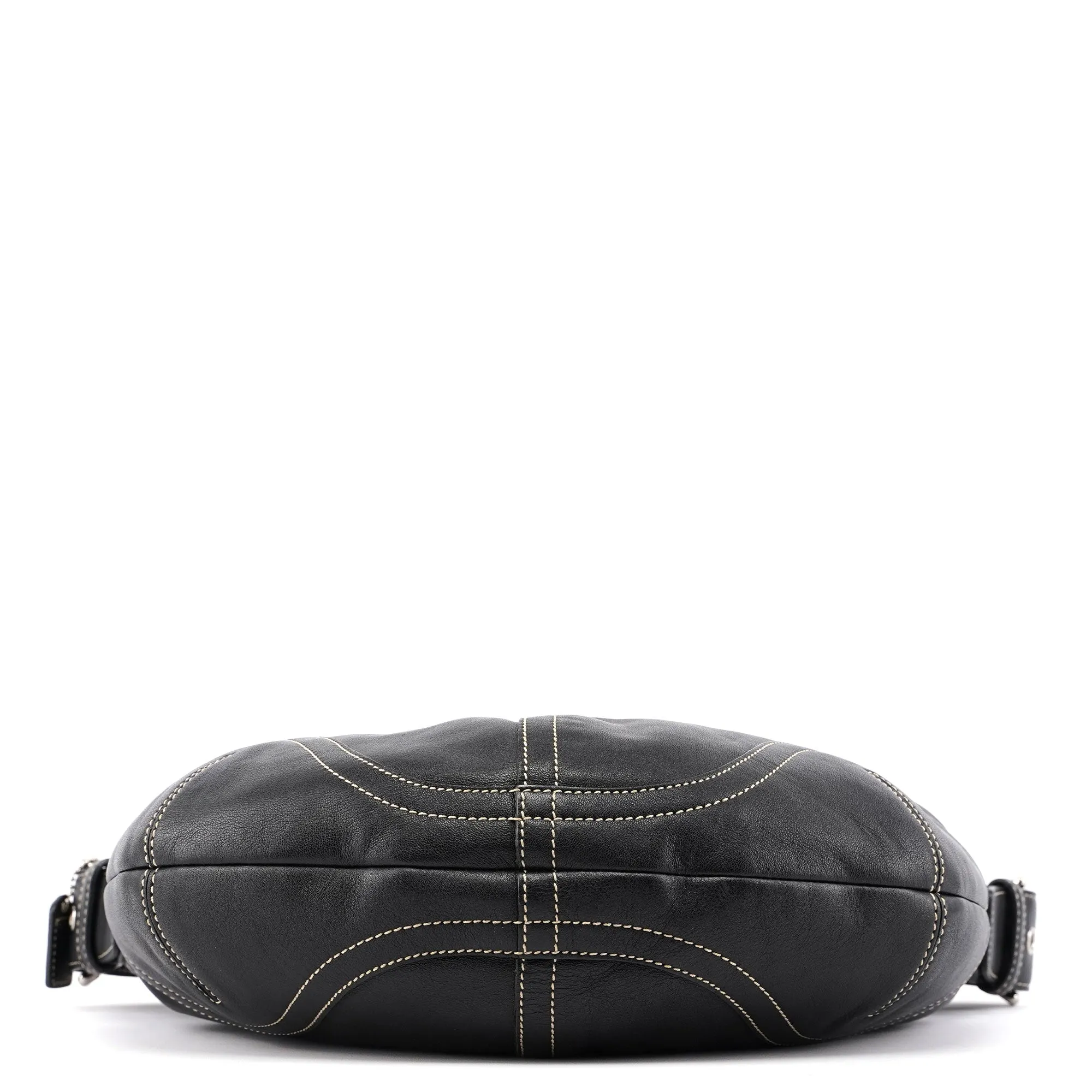 3651 Black Leather Hobo Shoulder Bag
