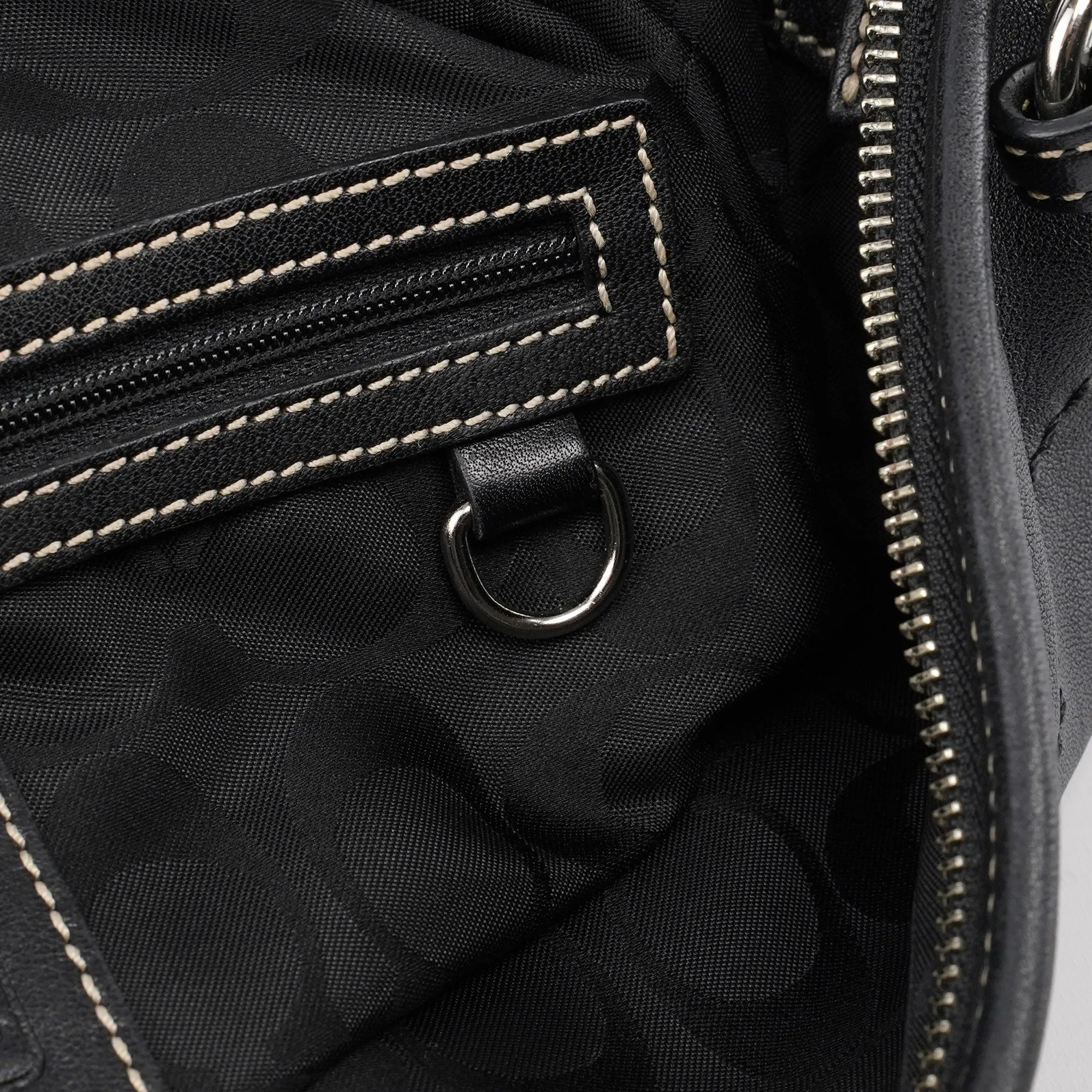 3651 Black Leather Hobo Shoulder Bag