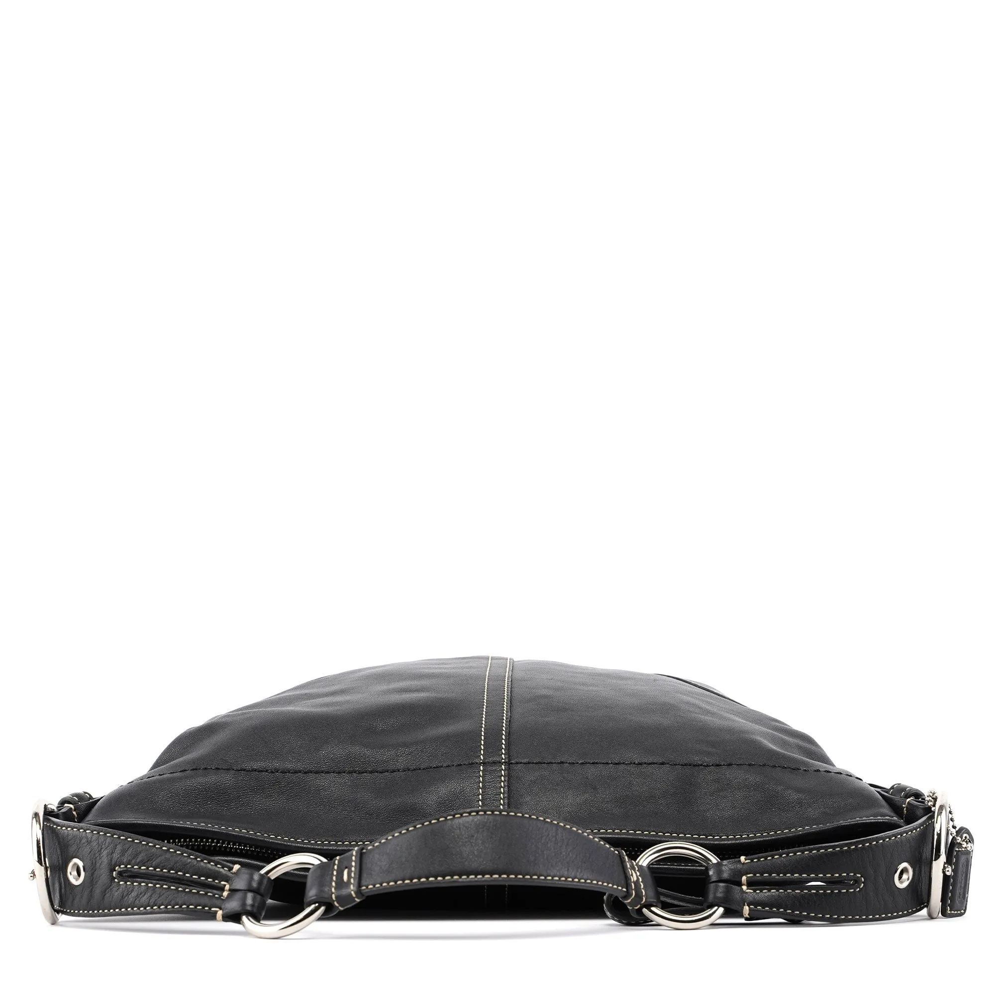 3651 Black Leather Hobo Shoulder Bag