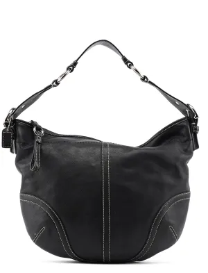 3651 Black Leather Hobo Shoulder Bag