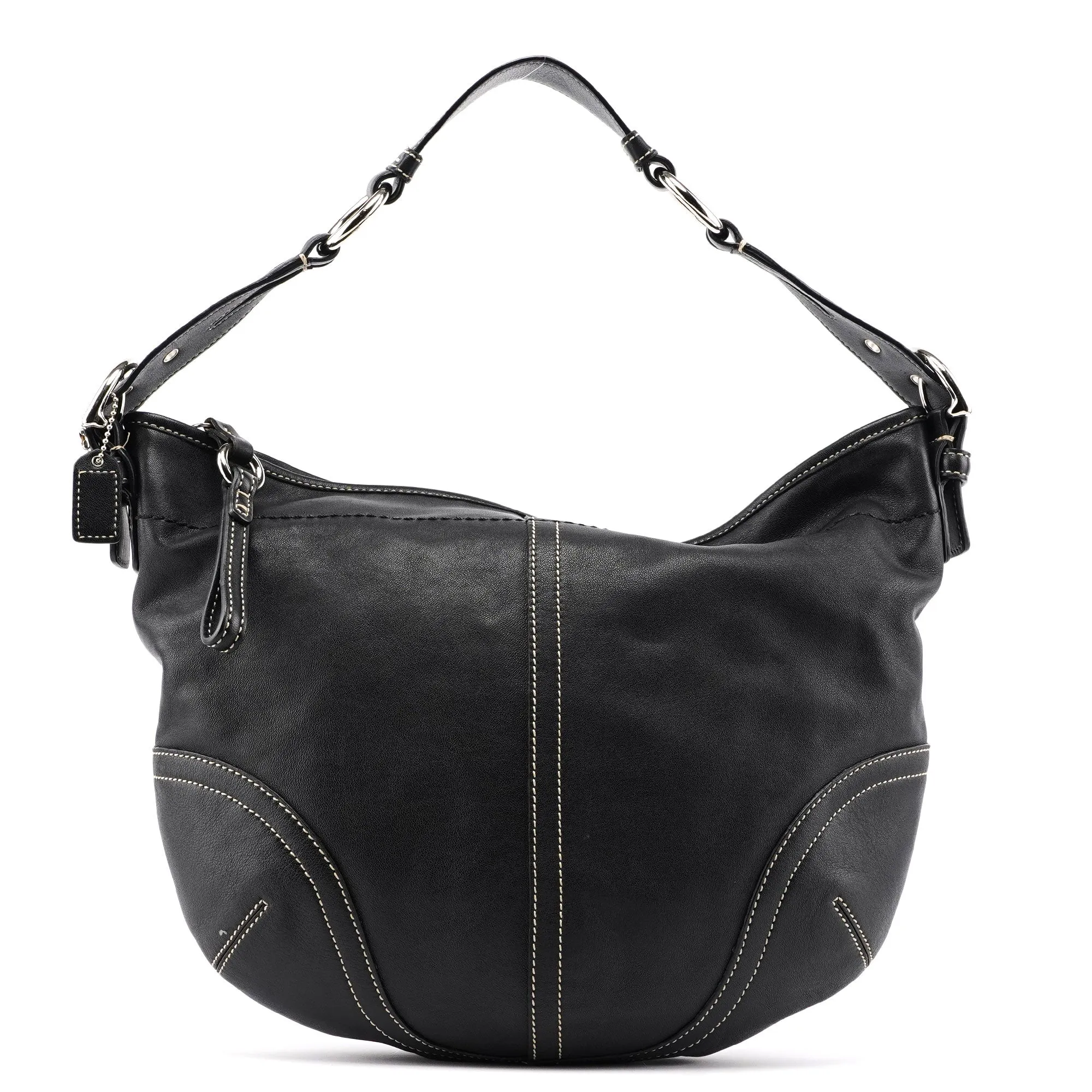3651 Black Leather Hobo Shoulder Bag