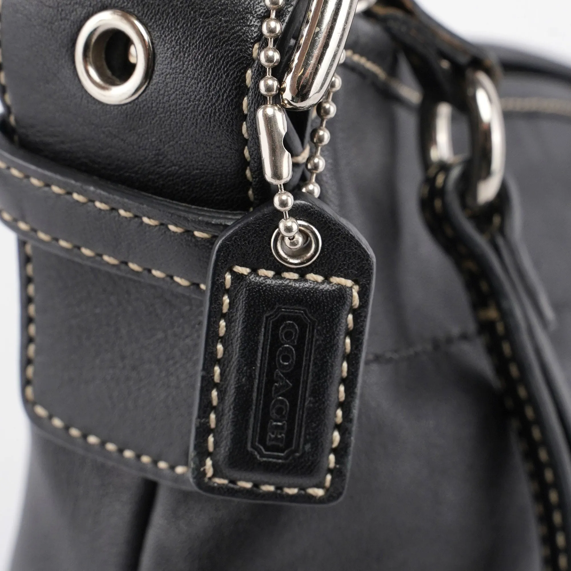 3651 Black Leather Hobo Shoulder Bag
