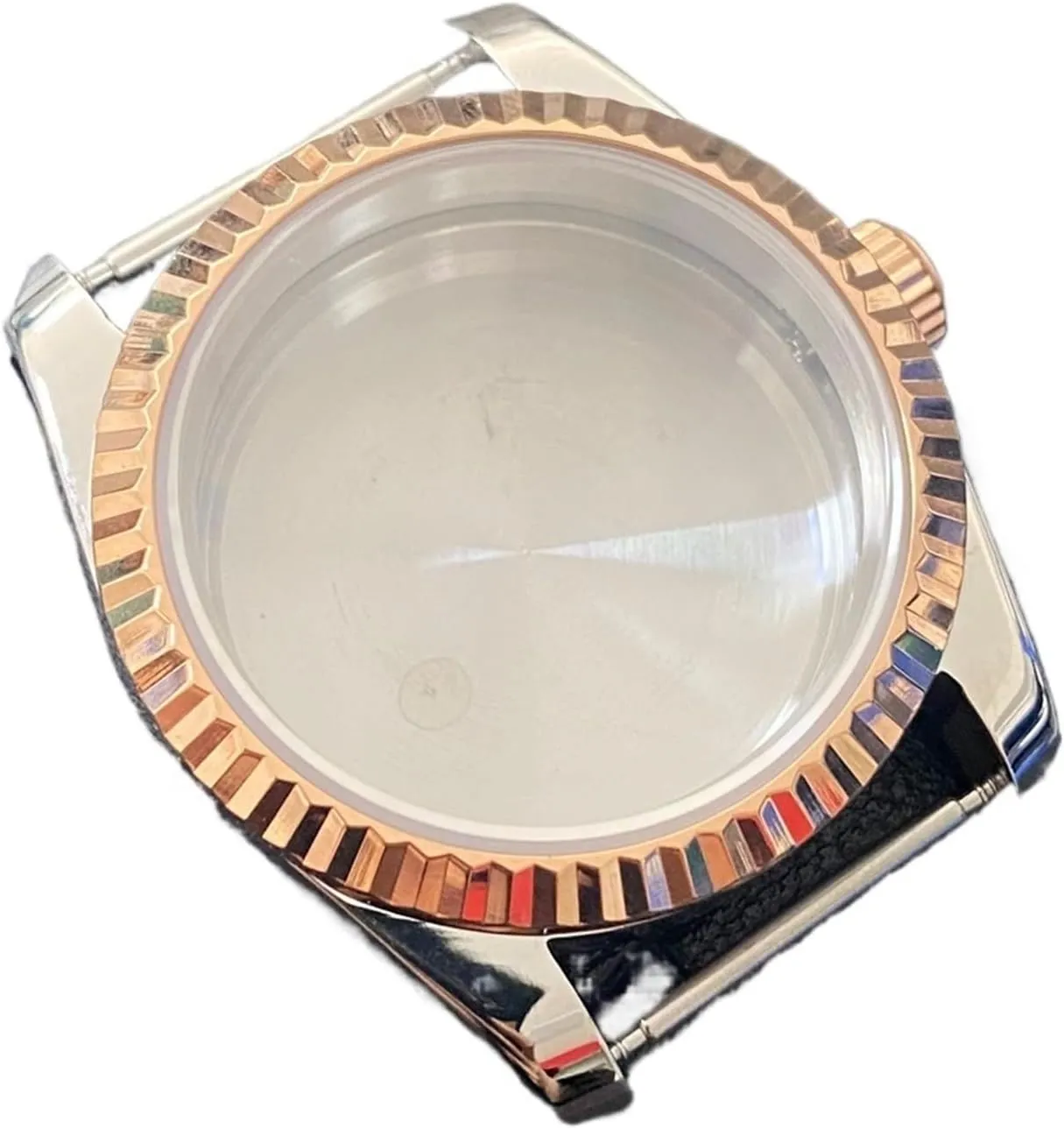 39mm PVD Watch Case Oyster Tooth Bezel Case with Sapphire Glass Steel and Rose Gold Coloured Case for NH35/For NH36/4R Movement