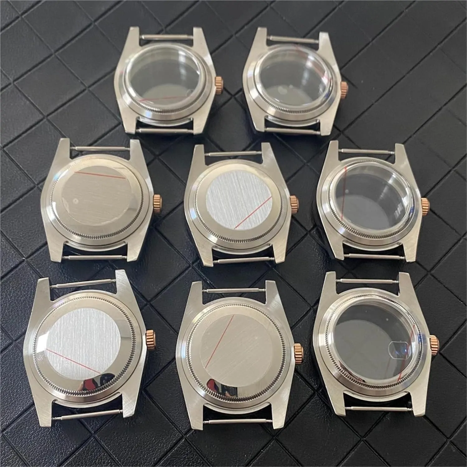 39mm PVD Watch Case Oyster Tooth Bezel Case with Sapphire Glass Steel and Rose Gold Coloured Case for NH35/For NH36/4R Movement
