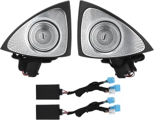 3D Benz Speaker-Super Tweeter Car Audio Speaker Tweeter Loudspeaker Door Tweeters Color 3D Rotating Tweeter Car Stereo Speaker With LED Ambient Lighting Replacement for ‑Benz