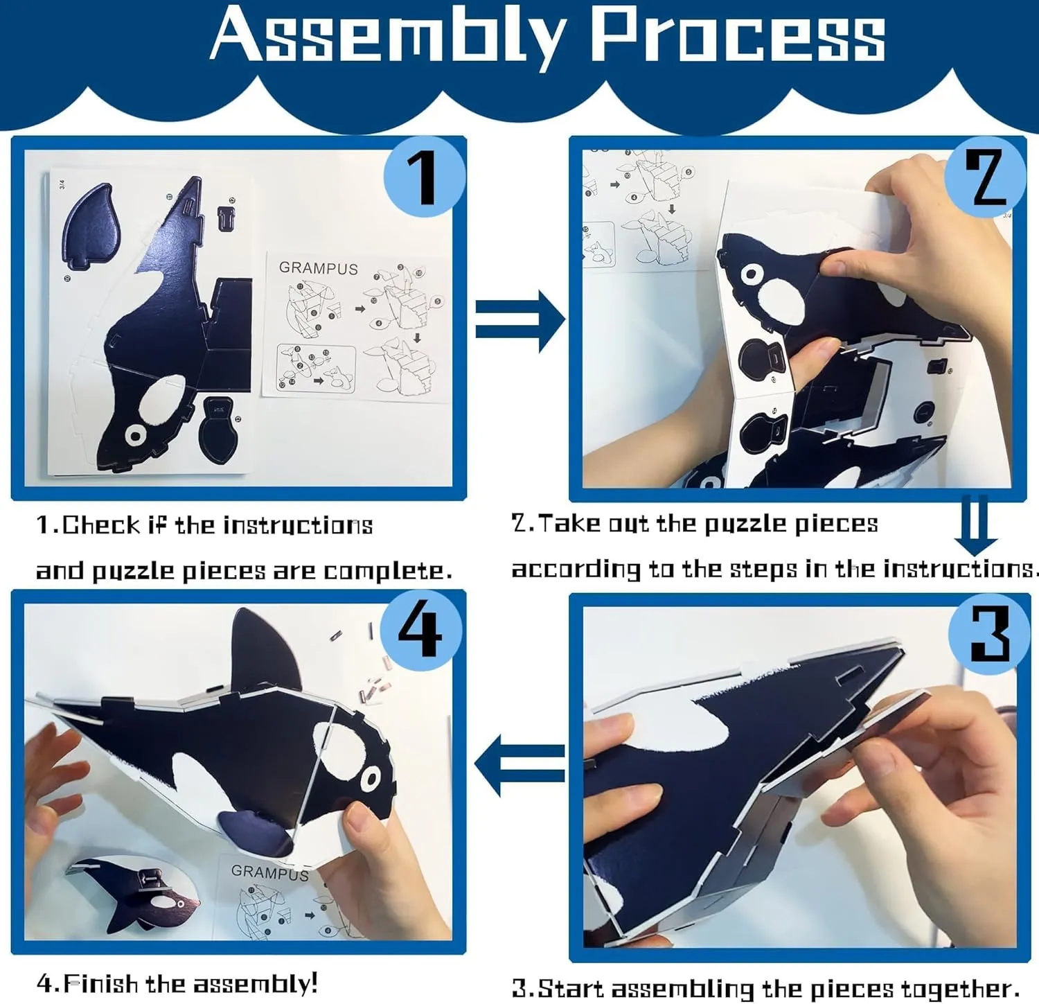3D Cartoon Puzzle for Kids Aged 4-12 | Educational Toy for Children | New Year and Festival Gifts | 8-Piece Set of Ocean Animals