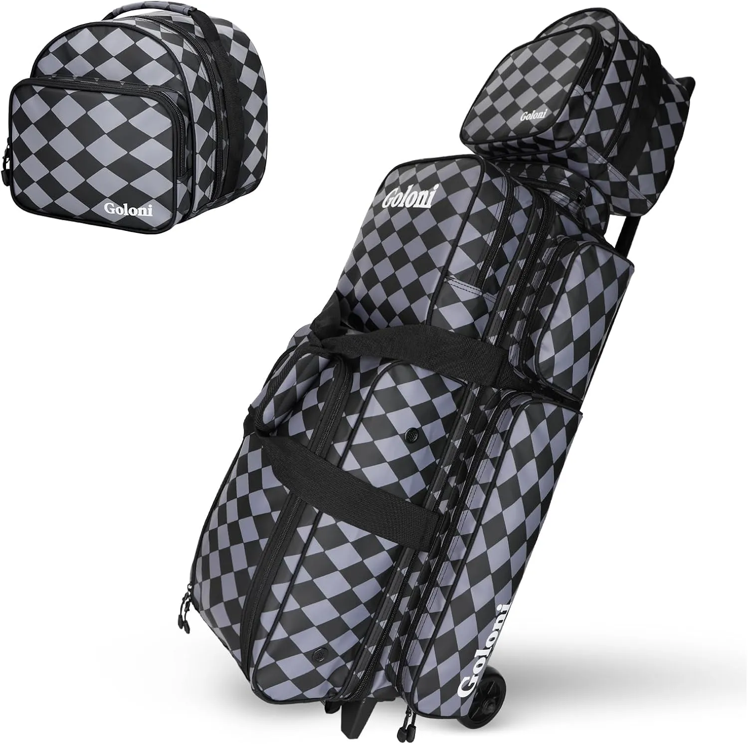 4 Ball Bowling Bags with Wheels,3 Ball Bowling Bag   1 Ball Tote,Separate Shoe Compartment for Shoes (Up To US Men Size 16)