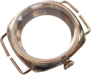 45mm Watch Stainless Steel Gold Case Compatible with ETA 6497/6498 Movement Military Mineral Glass 45-6 Watch Cases