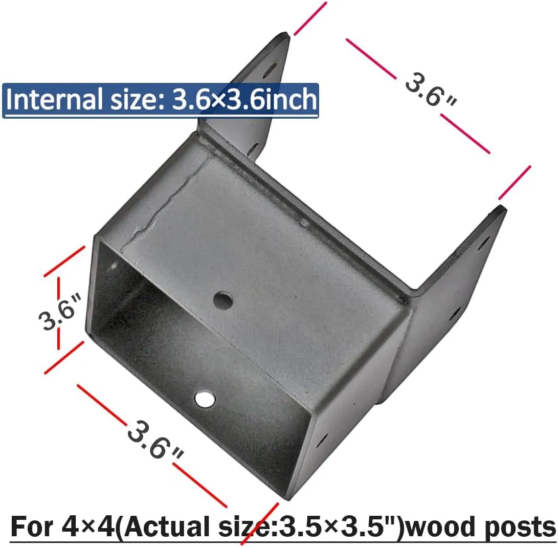 4x4 Post Anchor Connector (2 Pack), Stainless Steel Tie Bracket for 4x4 and 4x6 Wood Posts, Supporting Wood Beams