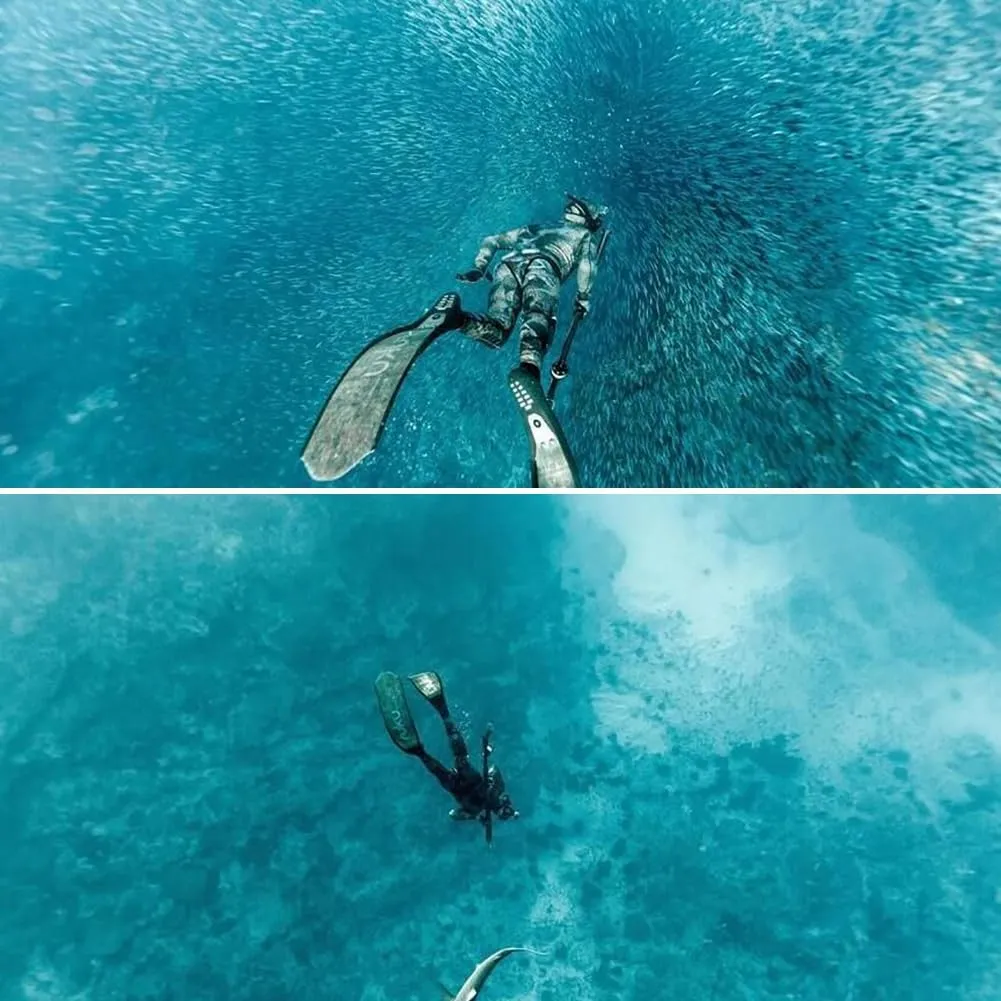 5MM Neoprene Spearfishing Wetsuit with Hooded, 2 Pieces Camouflage Hunting Diving Suit with Loading Chest Pad for Cool Water Freediving Snorkeling Swimming