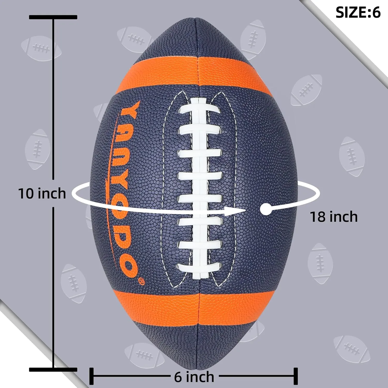 6 Pack Football Size 6 Junior Sized Ball with Textured Grip for Kids Youth Practice, Match and Scrimmage Play Indoors & Outdoors All Weather Use with Pump