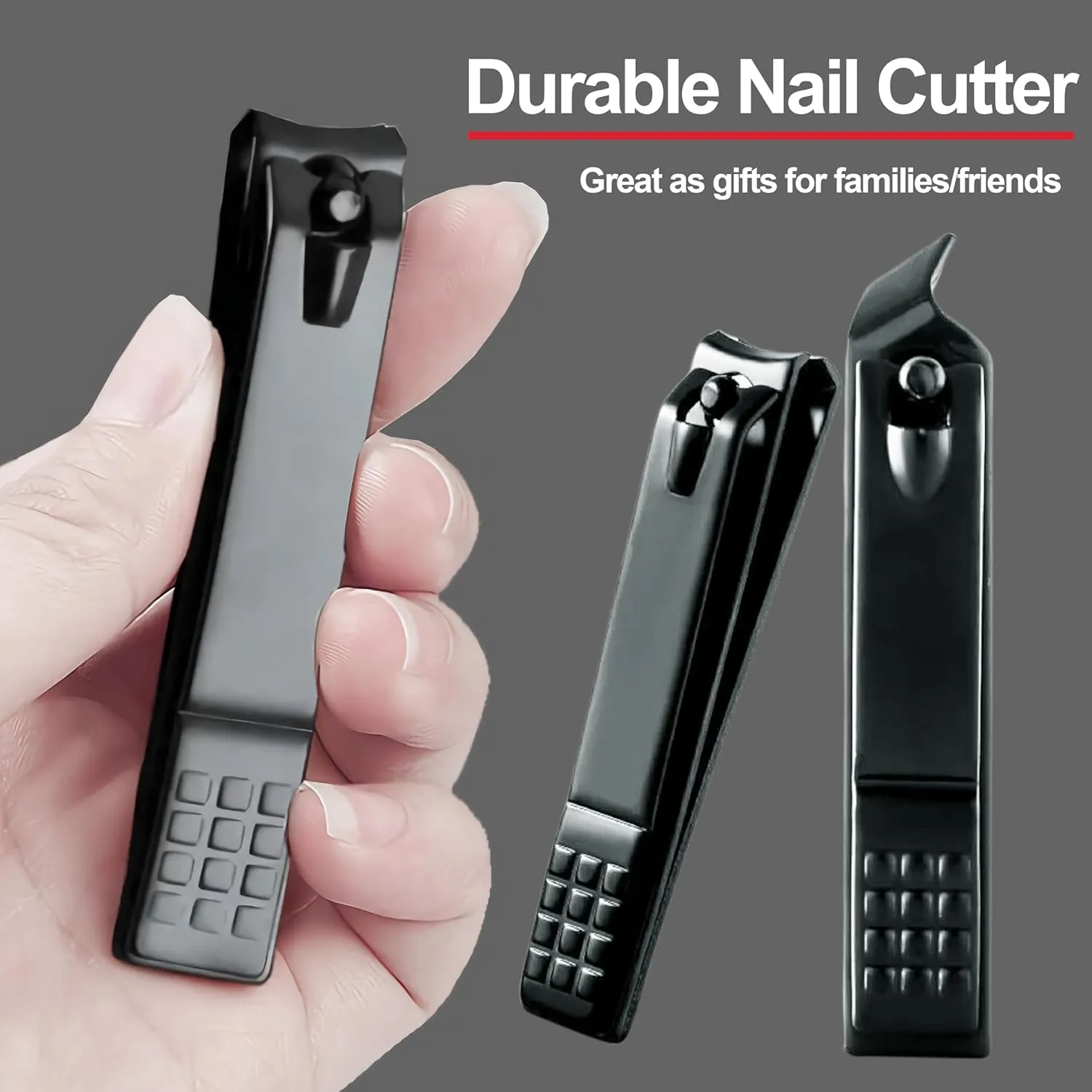 60-Pack Fingernail Nail Clippers in Bulk, Individually Wrapped Nail Clippers Pack Ultra Sharp Nail Cutter Set Curved Edge, Flat Nail Clipper Bulk for Men Seniors Homeless Care (Black)