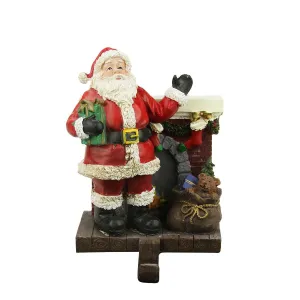 6.25" Santa Claus and Chimney with Holiday Gifts Christmas Stocking Holder