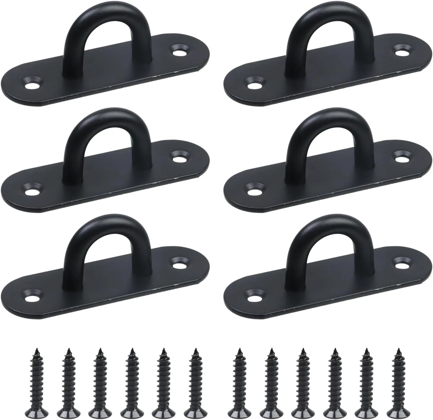 6PCS Black Stainless Steel Ring Rope Bracket Battle Rope Anchor Support Holder for Suspension Strap with Screws