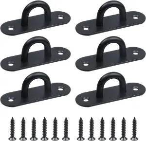 6PCS Black Stainless Steel Ring Rope Bracket Battle Rope Anchor Support Holder for Suspension Strap with Screws