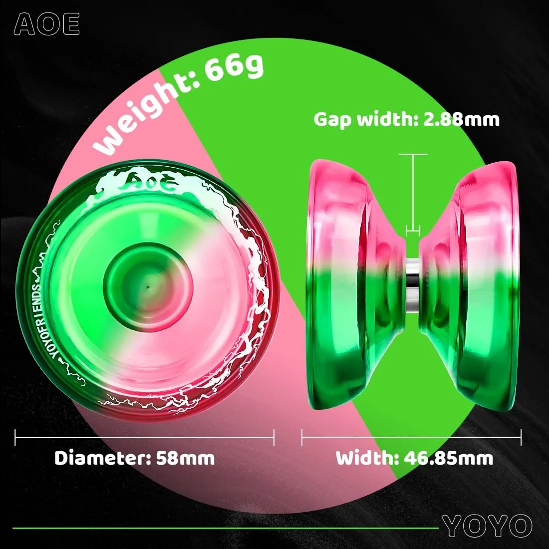 7YO Professional Responsive Yoyo for Kids 8-12, AOE Yoyo with Dual Function, 10 Strings, Unresponsive Bearing, Bearing Kit
