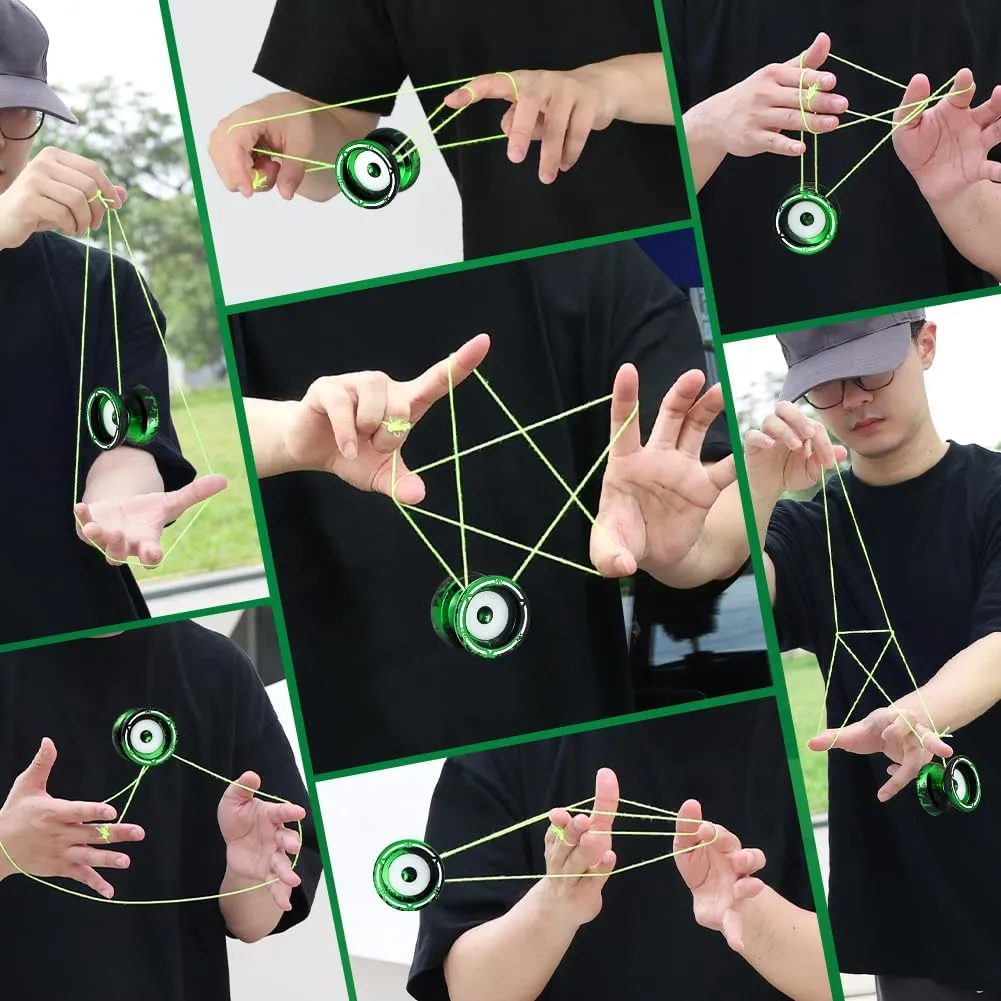 7YO S2 Kids Yoyo Professional Trick Yoyo for Beginner, Dual Purpose Yo-yo with POM Finger Spin Dimple for Adult with 10 Strings, KK Bearing, Bearing Puller, Axle, Case