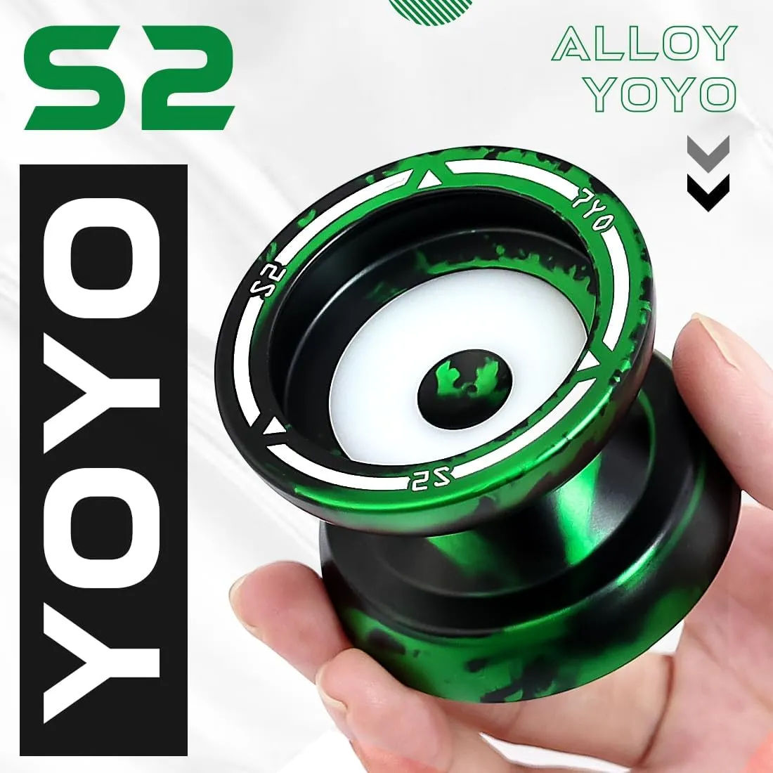 7YO S2 Kids Yoyo Professional Trick Yoyo for Beginner, Dual Purpose Yo-yo with POM Finger Spin Dimple for Adult with 10 Strings, KK Bearing, Bearing Puller, Axle, Case